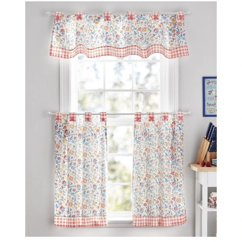 Pioneer Woman Sweet Mazie Floral Small Window Curtain & Valance Set‎ 3pc New